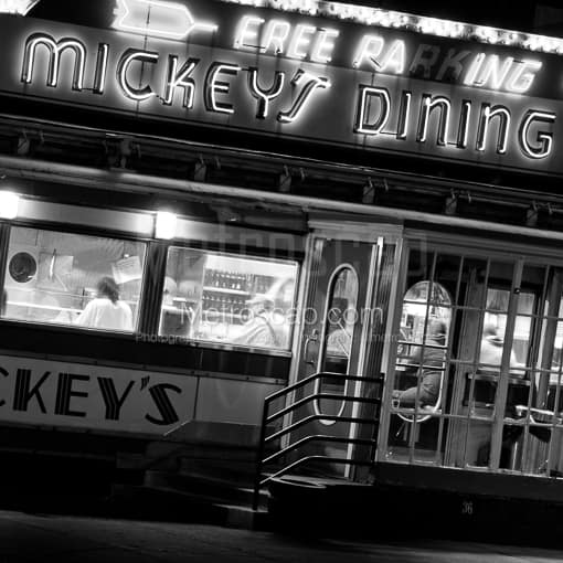 The Iconic Mickeys Dining Car -- St Paul Black and White Photography