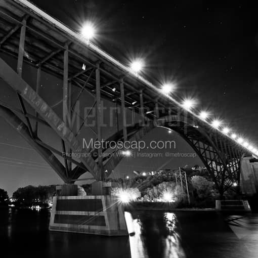 The Smith High Bridge at Night -- St Paul Black and White Photography