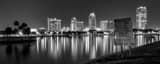Panoramic The Downtown St Petersburg Skyline at Night black and white Photos