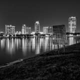 Square The Downtown St Petersburg Skyline at Night black and white Photos
