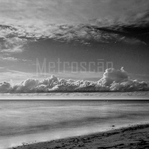 The Gulf of Mexico at Night -- St Petersburg Black and White Photos