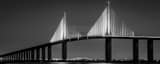 Panoramic The Sunshine Skyway Bridge at Night landscape black and white Photography