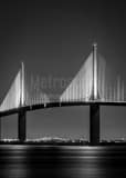 Vertical The Sunshine Skyway Bridge at Night landscape black and white Photography