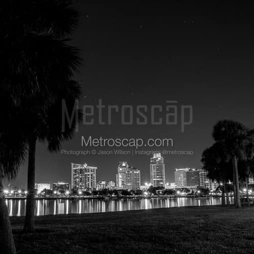 The St Petersburg Skyline from Vinoy Park -- St Petersburg Black and White Photos