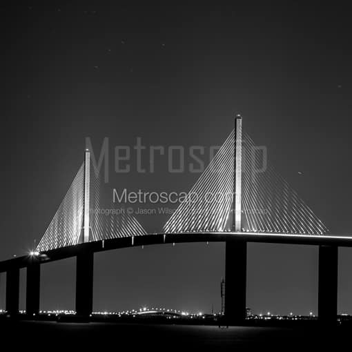 A Wide Shot of the Sunshine Skyway Bridge -- St Petersburg Black and White Photos