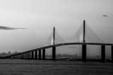 Horizontal The Sunshine Skyway Bridge at Dusk black and white Photos