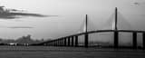 Panoramic The Sunshine Skyway Bridge at Dusk black and white Photos
