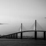 Square The Sunshine Skyway Bridge at Dusk black and white Photos