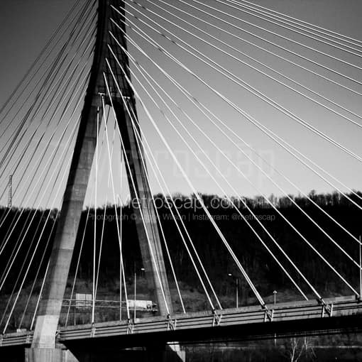 The Cable Stayed New Steubenville Bridge -- Steubenville Black and White Photos