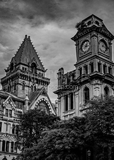 Vertical Clinton Square black and white