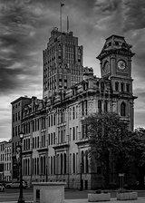 Vertical Clinton Square black and white