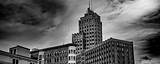 Panoramic State Building Hanover Square black and white