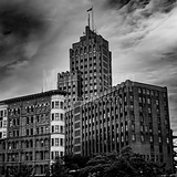 Square State Building Hanover Square black and white