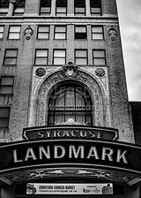 Vertical Syracuse Landmark Theater black and white