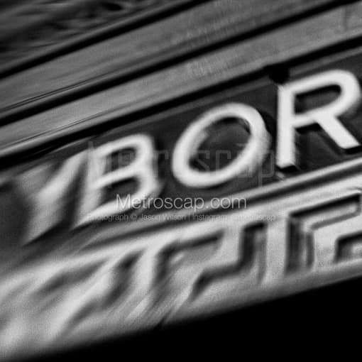 A Blurry Ybor City Sign -- Tampa Black and White Photos