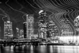 Horizontal Fun with Downtown Tampa at Night black and white Photos