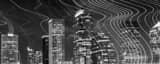 Panoramic Fun with Downtown Tampa at Night black and white Photos