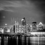 Square Downtown Tampa at Night landscape black and white Photography