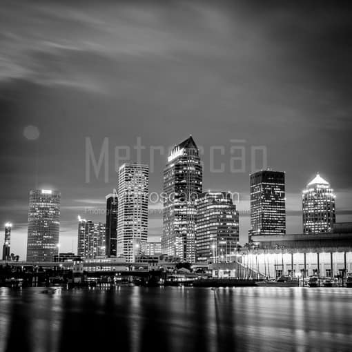 Downtown Tampa at Night -- Tampa Black and White Photos