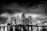 Horizontal The Downtown Tampa Skyline at Night black and white Photos