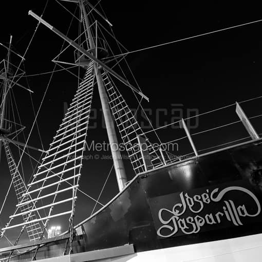 The Jose Gasparilla Pirate Ship -- Tampa Black and White Photos