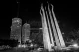 Horizontal The Sticks of Fire Sculpture at Night black and white Photos