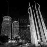 Square The Sticks of Fire Sculpture at Night black and white Photos
