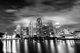Horizontal The Tampa Skyline at Night black and white Photos