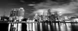 Panoramic The Tampa Skyline at Night black and white Photos