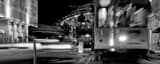 Panoramic A Taxi and Street Car Converge on Channelside black and white Photos