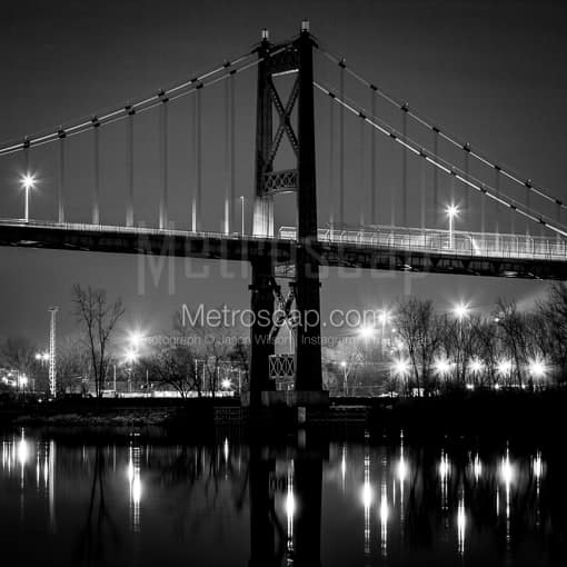 Toledo Black and White Photos of The Anthony Wayne Bridge at Night over the Maumee The Anthony Wayne Bridge at Night over the Maumee -- Toledo Black and White Photos