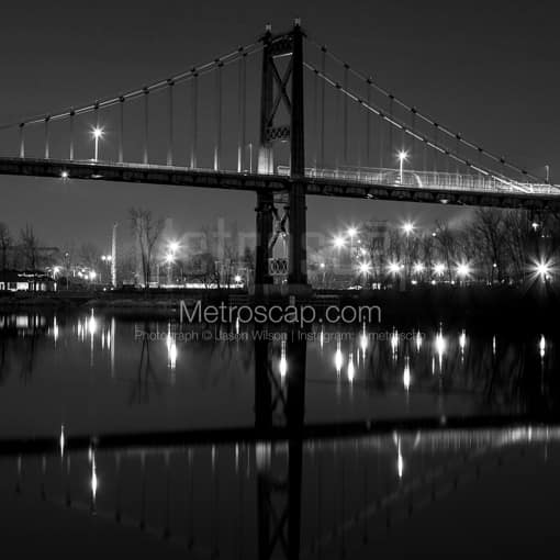 The Anthony Wayne Bridge at Night -- Toledo Black and White Photography