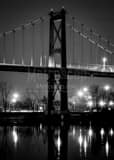 Vertical The Anthony Wayne Bridge at Night over the Maumee black and white Pictures