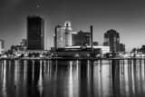 Horizontal Downtown Toledo Skyline at Dusk black and white Pictures