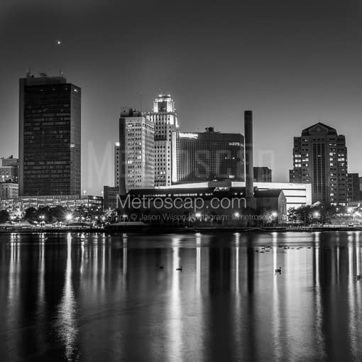 Downtown Toledo Skyline at Dusk -- Toledo Black and White Photography