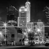 Square Downtown Toledo at Night from Jackson at Superior black and white Pictures
