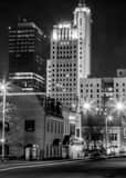 Vertical Downtown Toledo at Night from Jackson at Superior black and white Pictures