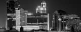 Panoramic The Key Bank and Tower on the Maumee Buildings at Night black and white Pictures