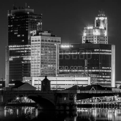 Toledo Black and White Photos of The Key Bank and Tower on the Maumee Buildings at Night The Key Bank and Tower on the Maumee Buildings at Night -- Toledo Black and White Photos