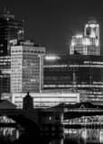 Vertical The Key Bank and Tower on the Maumee Buildings at Night black and white Pictures