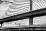 Horizontal Under the Veterans Glass Skyway Bridge black and white Pictures