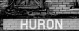 Panoramic A Huron Street Sign Painted onto a Building in Downtown Toledo black and white Pictures
