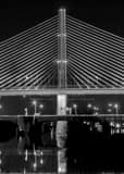 Vertical The Interstate 280 Veterans Glass Skyway Bridge over the Maumee River black and white Pictures