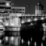 Square The Martin Luther King Memorial Bridge over the Maumee River at Night black and white Pictures