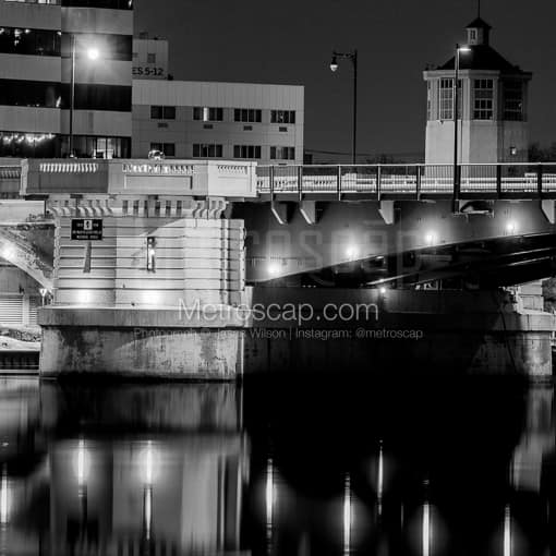 Toledo Black and White Photos of The Martin Luther King Memorial Bridge over the Maumee River at Night The Martin Luther King Memorial Bridge over the Maumee River at Night -- Toledo Black and White Photos