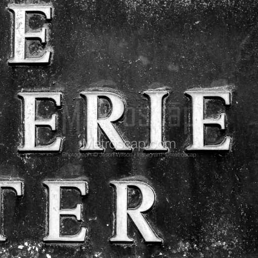 Toledo Black and White Photography of Close up of the One Lake Erie Center Sign Close up of the One Lake Erie Center Sign -- Toledo Black and White Photography