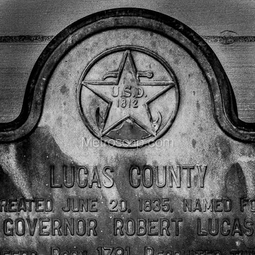 A Plaque on the Lucas County Courthouse -- Toledo Black and White Photography