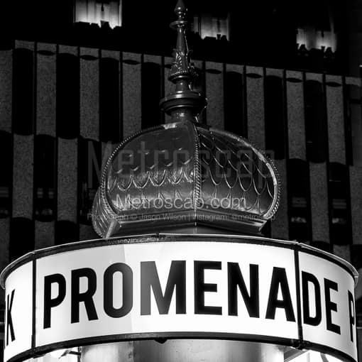 A Promenade Park Info Kiosk -- Toledo Black and White Photography