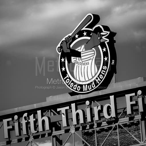 The Toledo Mud Hens Sign -- Toledo Black and White Photography