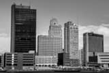 Horizontal Window Washers Cleaning the Tower on the Maumee black and white Pictures